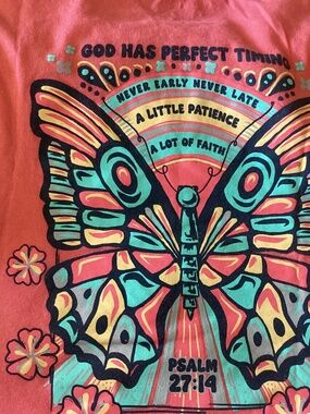 Ladies Blessed Girl Coral Graphic Tee Size Small